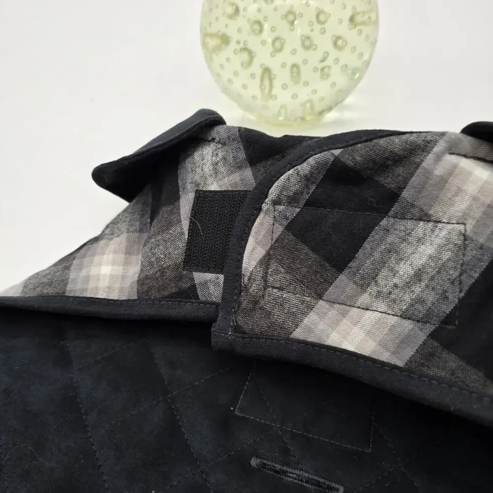 PENDLETON Dog Coat Black White Gray Plaid Large 30-55 Lbs Jacket Carolina